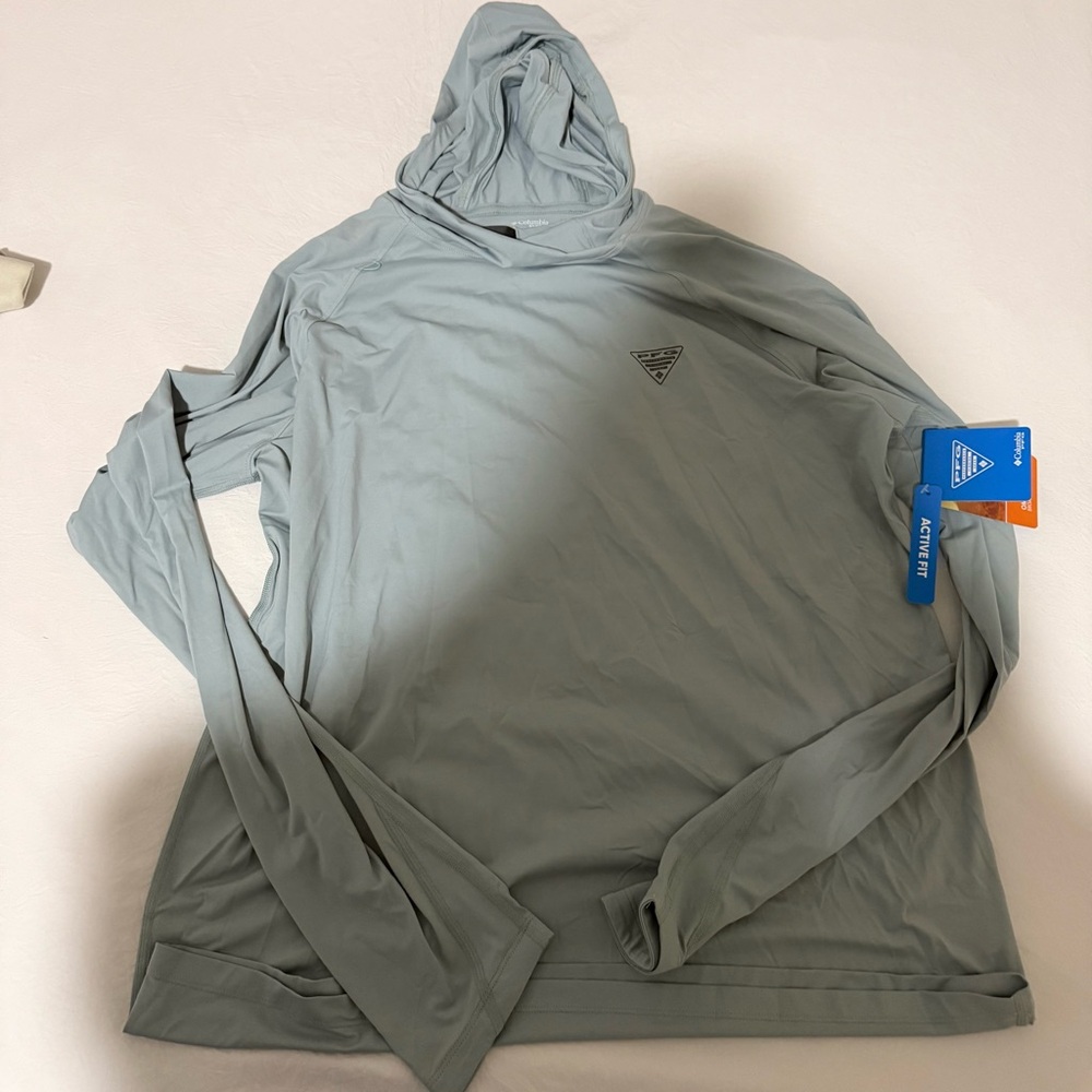 Men's Long Sleeve Hooded Shirt - Light Gray